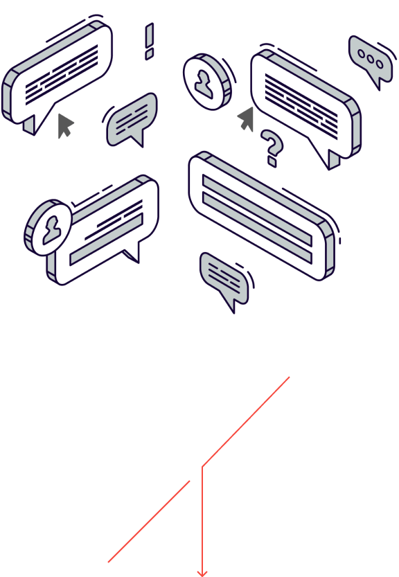 吹き出しやメッセージアイコンが浮かぶイラスト。「選択肢を選んでいくだけのAI非搭載チャットボットではありません」というテキストが表示されている